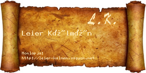 Leier Kálmán névjegykártya